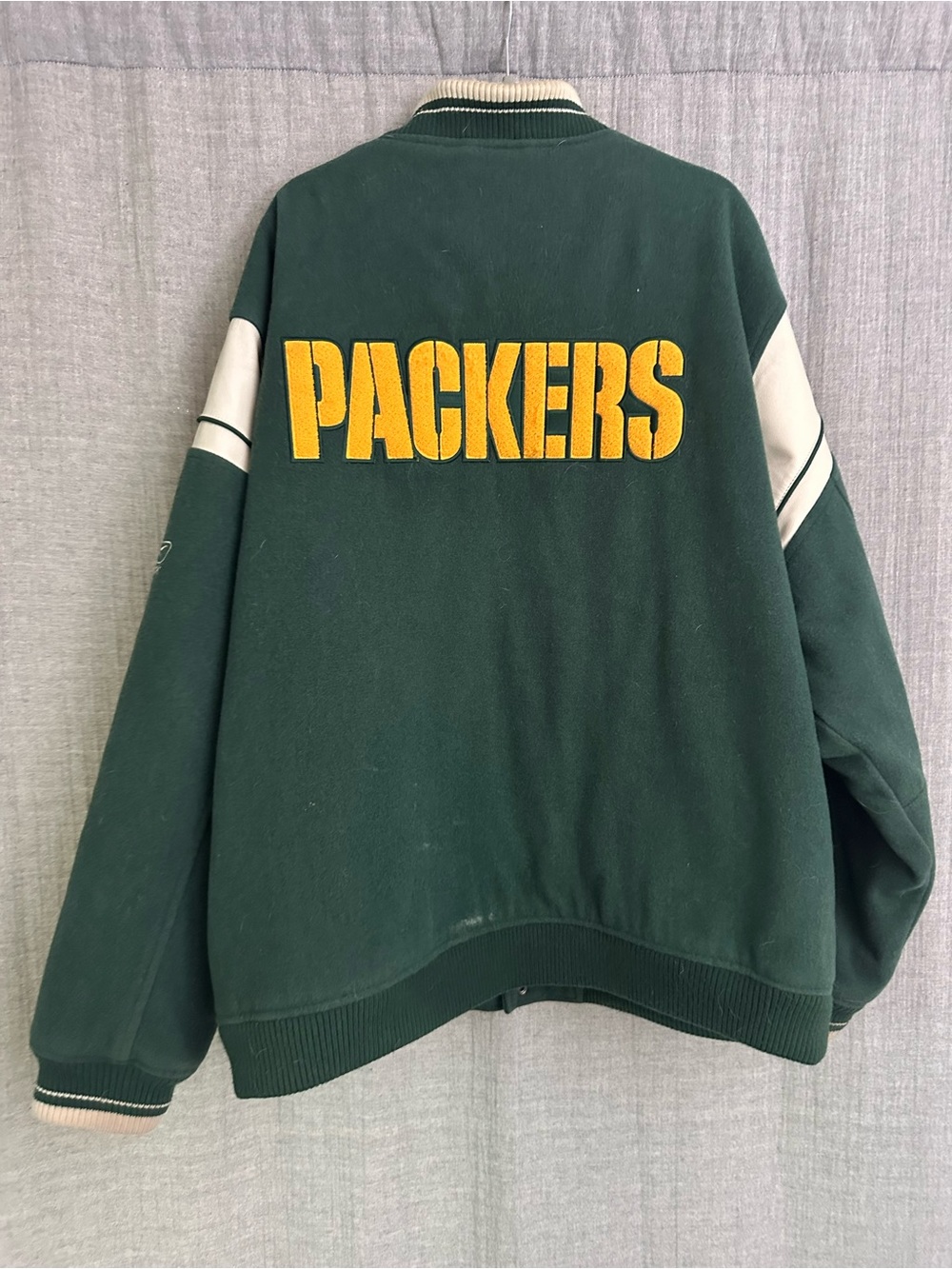 Vintage Reebok Green and Cream Green Bay Packers Varsity Jacket - Picture 5 of 6